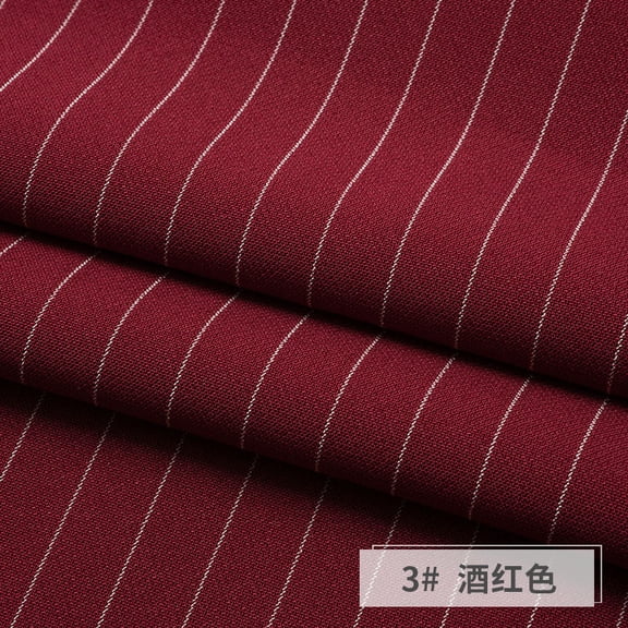 Firefly Hope Polyester Pinstripe Stretch Spandex Poplin Woven Fabric, 1 Meter Length 59 Inch Wide, Comfortable Elastic Fabric for Sewing & Apparel Projects, Wine Red