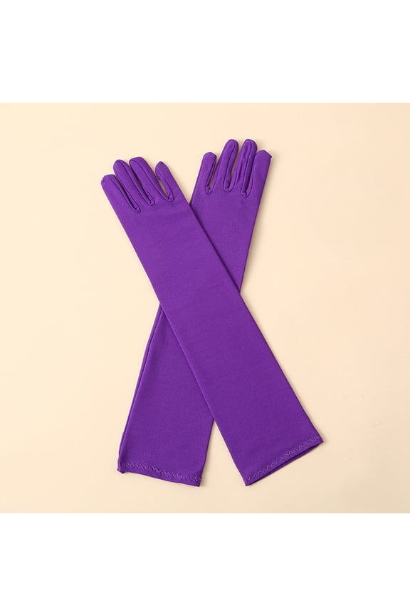 Purple Stretchy Long Opera Gloves, Formal Gloves for Wedding, Party Costume, Stage Performance & Formal Dress