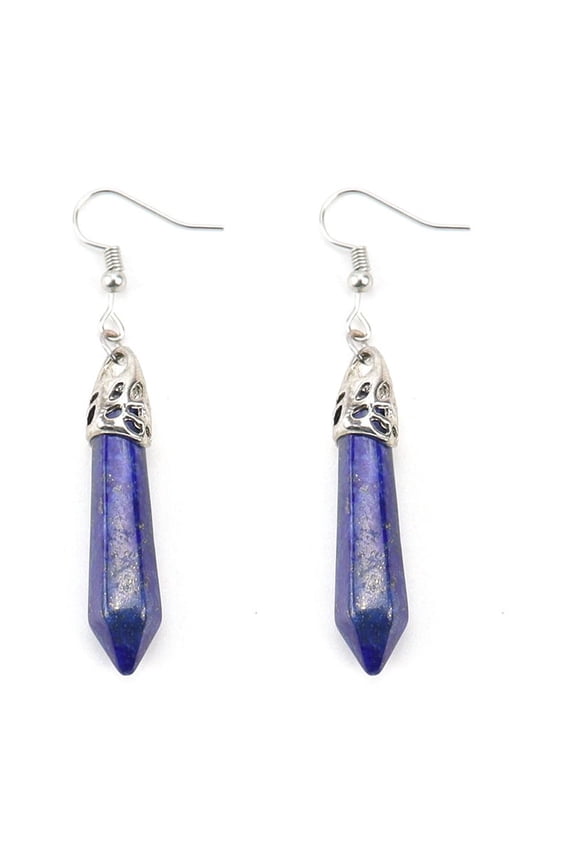 Real Natural Quartz Stone Healing Point Crystal Chakra Dangle Earrings Valentine's day Mother's day GiftBlue