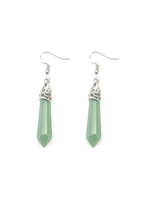 Real Natural Quartz Stone Healing Point Crystal Chakra Dangle Earrings Valentine's day Mother's day GiftLight Green