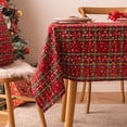 thumbnail image 1 of Firefly Hope Red & Green Checkered Snowflake Christmas Plaid Tablecloth, Rectangular Farmhouse Table Cover for Xmas Holiday Party & Dining Decoration, SIZE A:23*23inch, 1 of 5