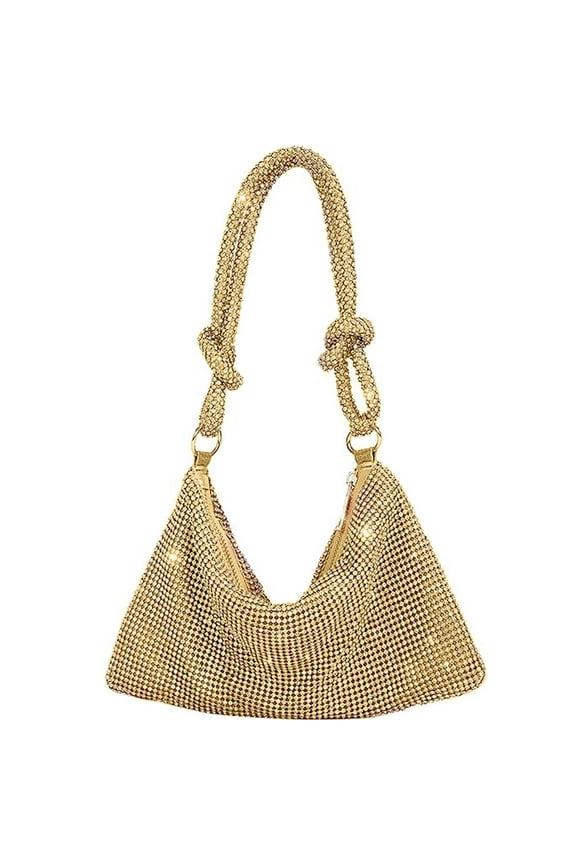 Rhinestone Handbag for Women Chic Evening Handbag Shiny Purse for Travel Vacation , Gold