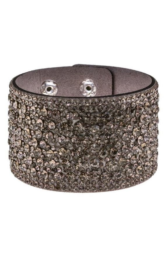 Rhinestone Leather Wrap Bracelets for Women, Trendy Stackable Bangle Set Fashion Jewelry Gift, Khaki