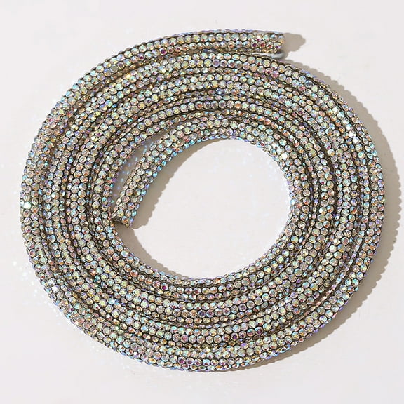 Firefly Hope Rhinestone Water Drill Rope, Exquisite Bright Resin Glitter Tube Trim for Clothing DIY Edging Decor, White AB