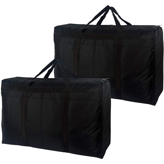 Firefly Hope Set of 2 Black 100L Oversized Storage Carryalls, Heavy Duty Foldable Waterproof Moving Sacks, Under Bed Organizer Bags for Bedding, Garments & Home Ornaments