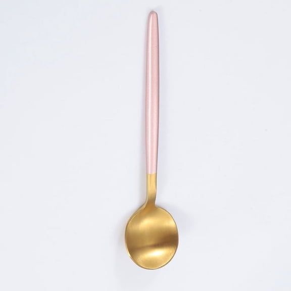 Firefly Hope Set of 4 Round Edge Dinner Spoons, Stainless Steel Tablespoons, Smooth Silverware Flatware for Home Kitchen & Restaurant Dining, Gond Pink