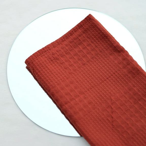 Firefly Hope Set of 4 15x15inch Red Waffle Patterned Cotton Cloth Napkins, Washable Reusable Dinner Napkins for Daily Dining