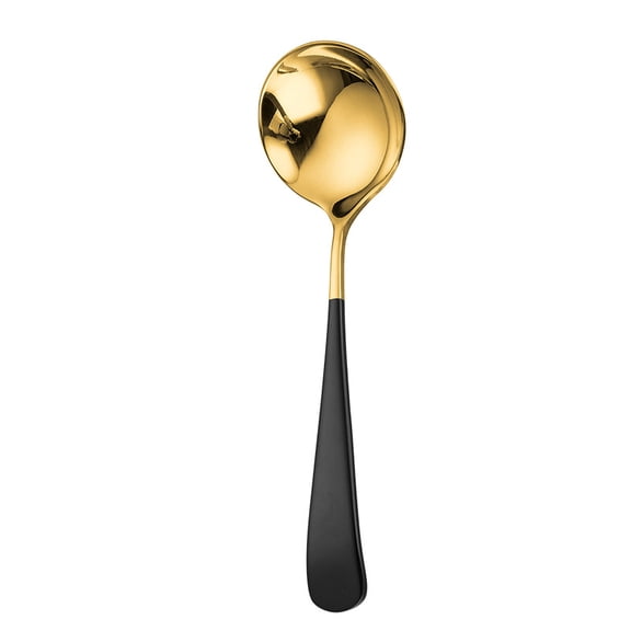 Firefly Hope Set of 4 Heavy Duty Stainless Steel Soup Spoons, 6.2 Inch Polished Finish Table Dinner Spoons for Daily Dining, Gold Black