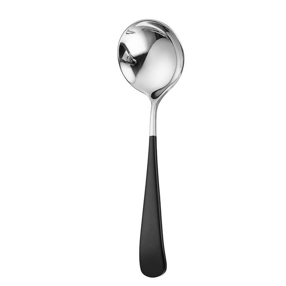 Firefly Hope Set of 4 Heavy Duty Stainless Steel Soup Spoons, 6.2 Inch Polished Finish Table Dinner Spoons for Daily Dining, Silvery Black