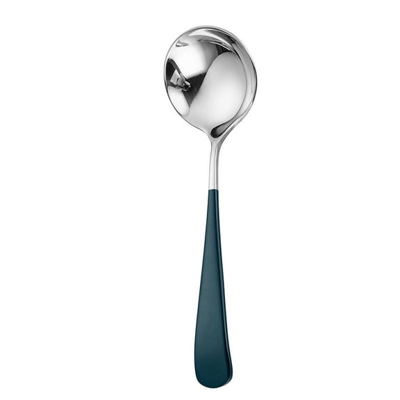 Firefly Hope Set of 4 Heavy Duty Stainless Steel Soup Spoons, 6.2 Inch Polished Finish Table Dinner Spoons for Daily Dining, Silvery Green