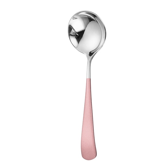 Firefly Hope Set of 4 Heavy Duty Stainless Steel Soup Spoons, 6.2 Inch Polished Finish Table Dinner Spoons for Daily Dining, Silvery Pink