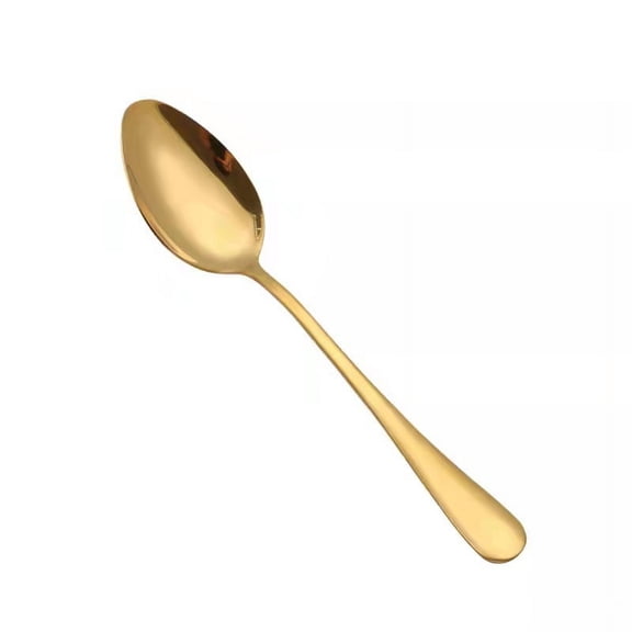 Firefly Hope Set of 4 Round Edge Dinner Spoons, Stainless Steel Tablespoons, Smooth Silverware Flatware for Home Kitchen & Restaurant Dining, Gold