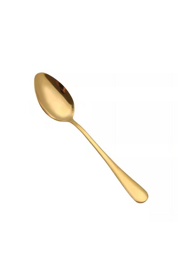 Set of 4 Round Edge Dinner Spoons, Stainless Steel Tablespoons, Smooth Silverware Flatware for Home Kitchen & Restaurant Dining, Gold