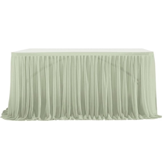 Firefly Hope Sheer Chiffon Table Drape Skirt 48.03 × 29.53 In, Decorative Table Cover for Round & Rectangle Tables, Wedding Sweetheart Table and Party Event Decor, Light Green