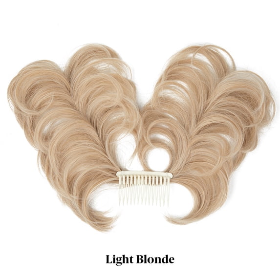 Firefly Hope Side Comb Clip In Messy Bun Hair Piece for Women, Natural Straight Adjustable Hair Bun Extension, Versatile Easy Wear Hairpiece, Light Blonde