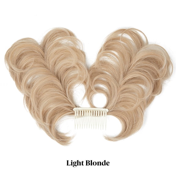 Firefly Hope Side Comb Clip In Messy Bun Hair Piece for Women, Natural Straight Adjustable Hair Bun Extension, Versatile Easy Wear Hairpiece, Light Blonde
