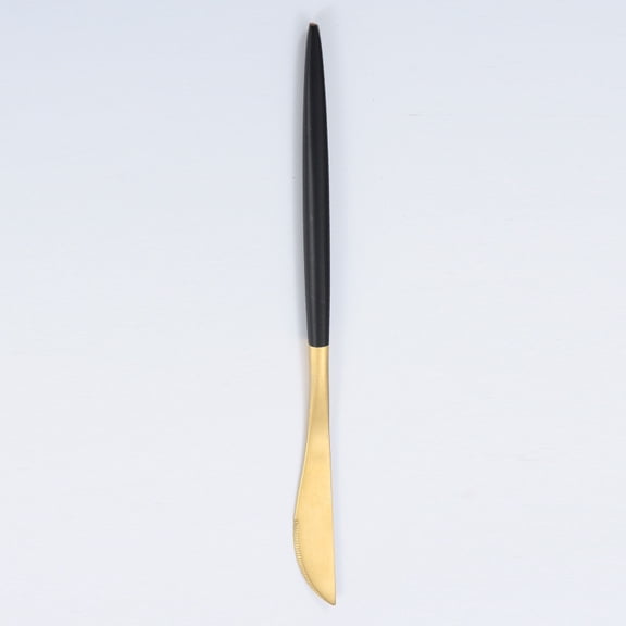 Firefly Hope Stainless Steel Dinner Knives Set of 4, Mirror Polished Sturdy Table Spreader Knives, Dishwasher Safe Kitchen Utensils, Gond Black