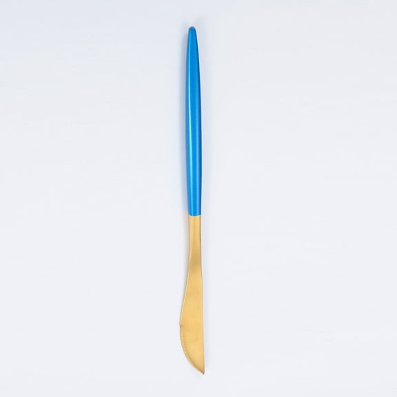 Firefly Hope Stainless Steel Dinner Knives Set of 4, Mirror Polished Sturdy Table Spreader Knives, Dishwasher Safe Kitchen Utensils, Gond Blue