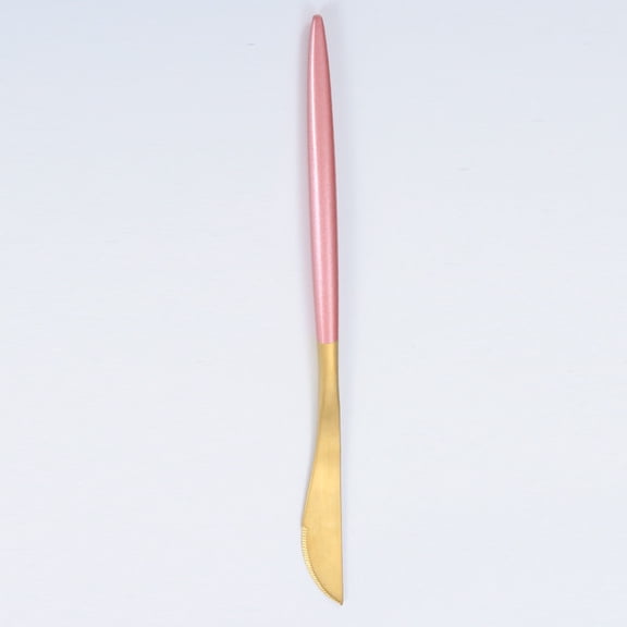 Firefly Hope Stainless Steel Dinner Knives Set of 4, Mirror Polished Sturdy Table Spreader Knives, Dishwasher Safe Kitchen Utensils, Gond Pink