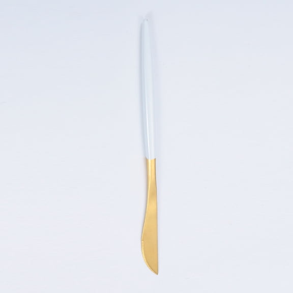 Firefly Hope Stainless Steel Dinner Knives Set of 4, Mirror Polished Sturdy Table Spreader Knives, Dishwasher Safe Kitchen Utensils, Gond White