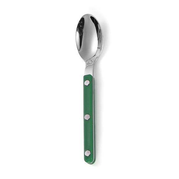 Firefly Hope Stainless Steel Steak Teaspoon with Rivet Clamp Handle, Durable Western Flatware for Kitchen Dining & Table Service -Green,4 pieces
