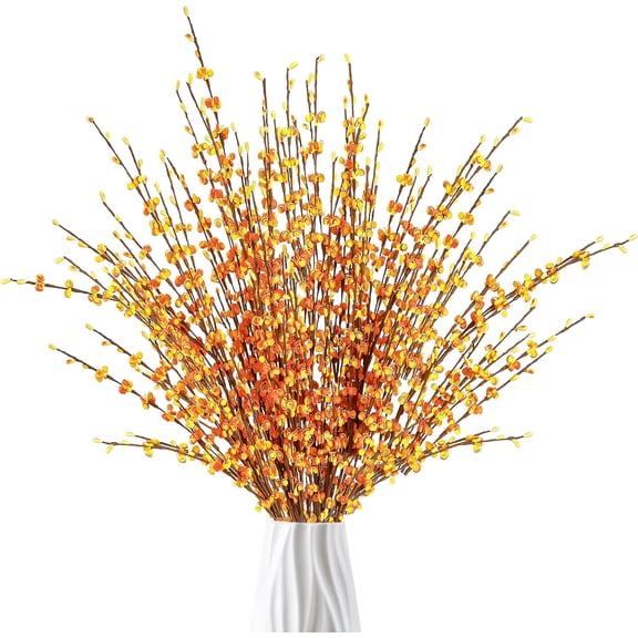 Firefly Hope Tall Faux Jasmine Flower Bunches, 29.5" Artificial Blooms with Dry Branches, 10 Pieces Lifelike Plants for Indoor Space & Event Decoration, Orange