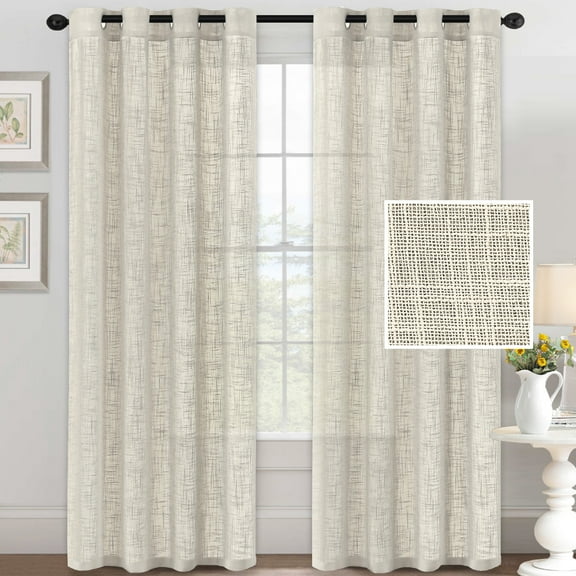 Firefly Hope Textured Sheer Window Curtains, Light & Airy Privacy Panels for Bedroom, Living Room & Patio Glass Doors(2pcs,83.8*52in,A62)