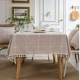thumbnail image 1 of Firefly Hope Thick Rustic Burlap-Cotton Linen Tablecloth, Rectangular, Waterproof & Wrinkle-Free Cover for Kitchen & Dining, 55"x55", Khaki, 1 of 4