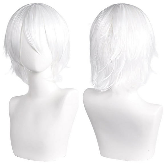 Firefly Hope Unisex Short Hair Wig with Bangs, Fluffy Layered Synthetic Wig, Heat-Resistant for Party PromWhite