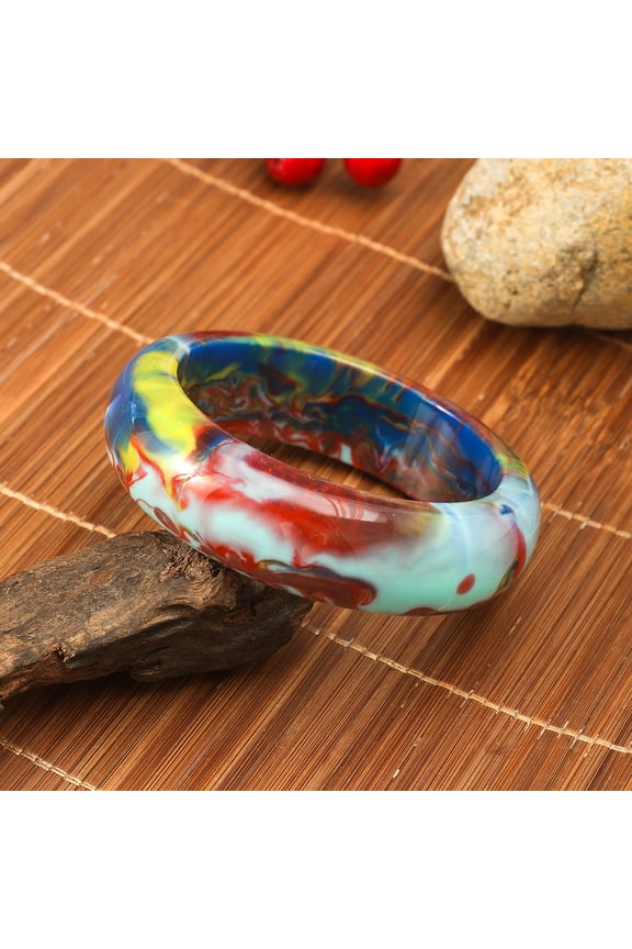 Vintage Acrylic Bracelet for Women, Unique Minimalist Design, Colorful, Delicate Bangle, Colorful