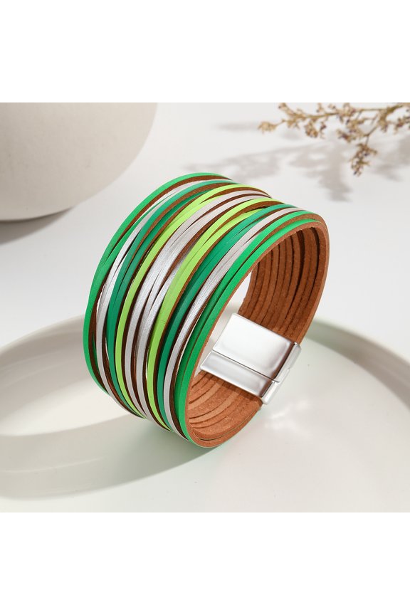 Western Leather Wrap Bracelet for Ladies, Handmade Multi-Layer Cuff Bangle, Stackable Accessory & Gifting Option, C14