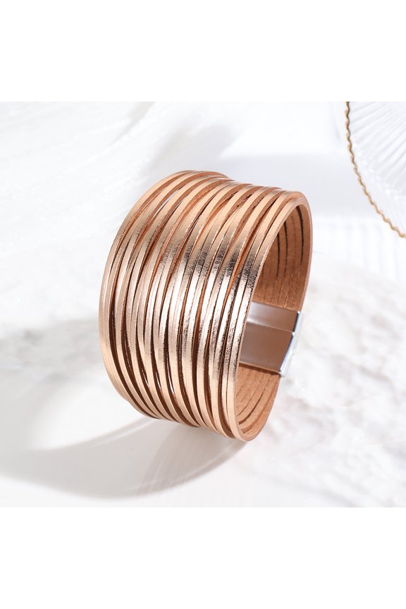 Western Leather Wrap Bracelet for Ladies, Handmade Multi-Layer Cuff Bangle, Stackable Accessory & Gifting Option, C16