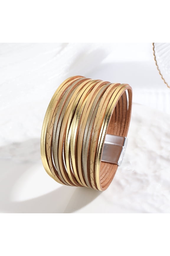 Western Leather Wrap Bracelet for Ladies, Handmade Multi-Layer Cuff Bangle, Stackable Accessory & Gifting Option, C18