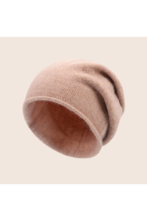 Women Knitted Hat Winter Windproof Warm Outdoor Cap Knitted Soft Warm Hat-Pink