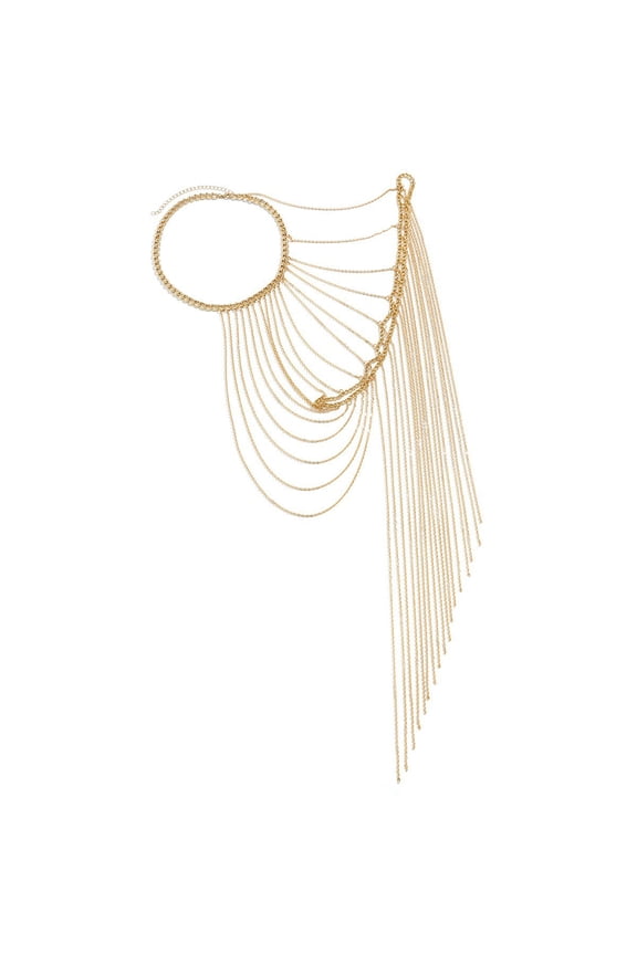 Women Multi-Layered Shoulder Body Chain with Tassel, Bikini Back Chain Necklace, Festival Rave & Bridal Wedding Backdrop Jewelry,S01