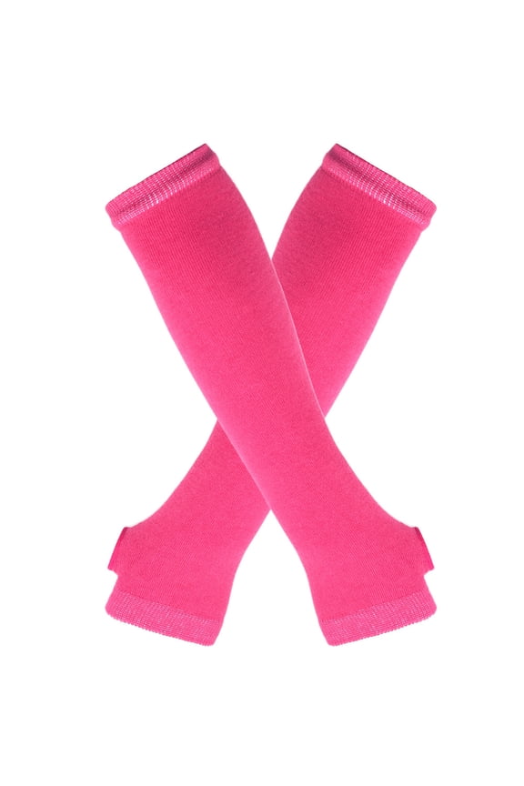 Women Striped Long Fingerless Gloves, Winter Knitted Arm Warmers For Punk Rock/Cosplay/Goth/Christmas Party -Dark Pink