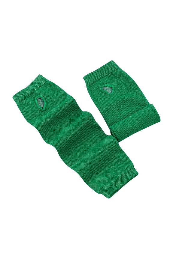 Women Striped Long Fingerless Gloves, Winter Knitted Arm Warmers For Punk Rock/Cosplay/Goth/Christmas Party -Green