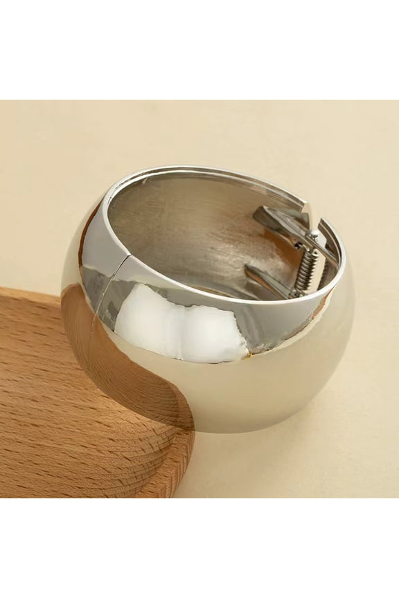 Women's Fashion Statement Cuff Bracelets, Chunky Silvery Stackable Bangles, Bold Large Style Jewelry Pieces, Ideal Presents for Daily Wear & Gifting, S11