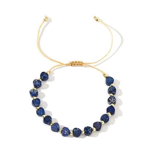 Firefly Hope Women’s Handmade Natural Stone Bracelet with Heart Charm, Stylish Beaded Statement JewelryDark Blue