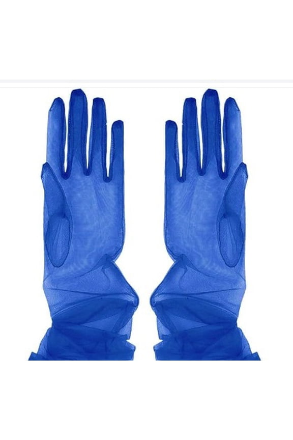 Women's Super Long Sheer Mesh Tulle Opera Gloves, Sexy Costume Gloves for Christmas, Party & Dance, Dark Blue
