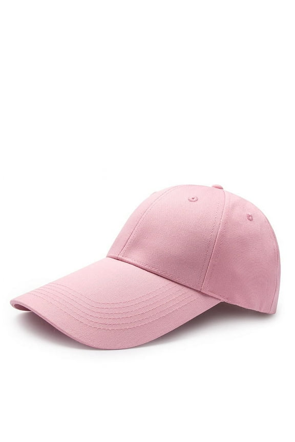 solid color adjustable baseball cap for men and women with extra long brim 11cm diagonal strap (pink)