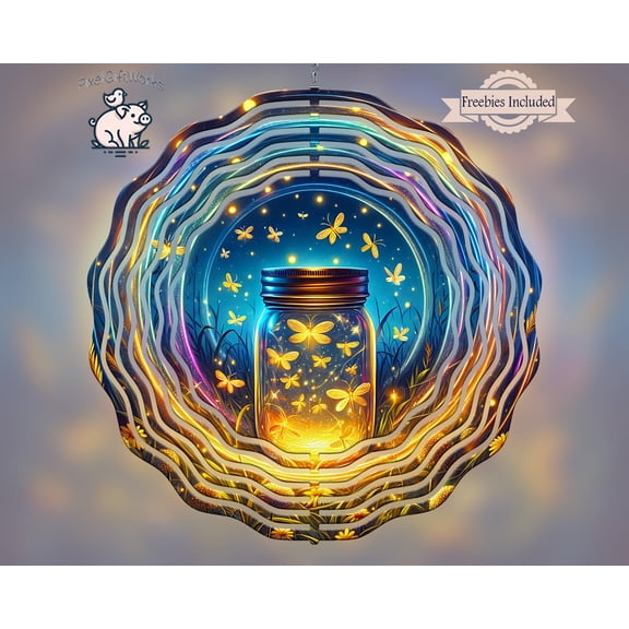 Firefly Jar Magical 3D Wind Spinner Kinetic Garden Outdoor Decor
