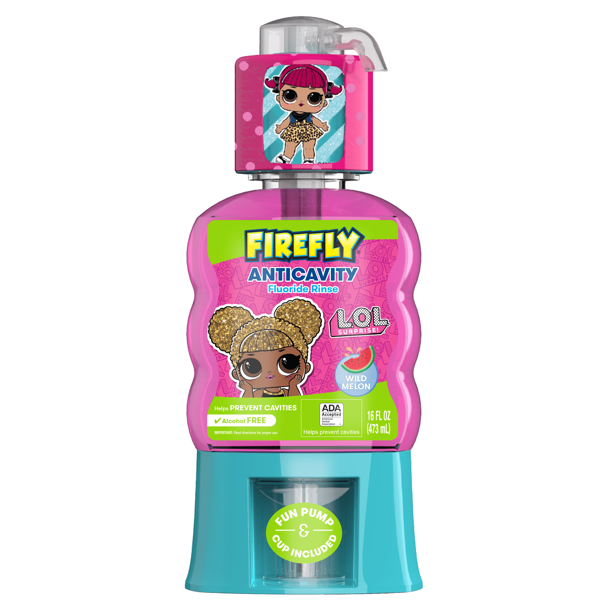 Firefly Kids Anti-Cavity Fluoride Rinse, L.O.L. Surprise!, Alcohol Free, Wild Melon, 16 oz