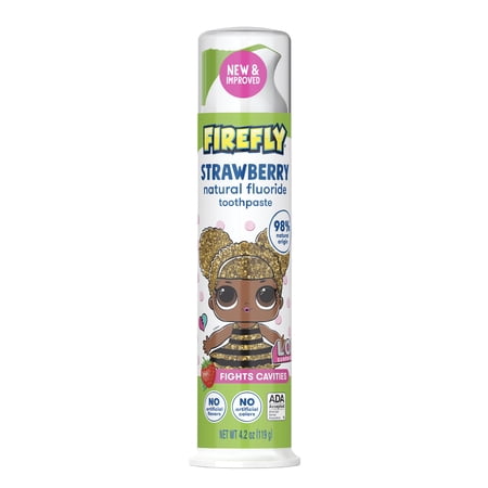 Firefly Kids LOL Surprise! Anticavity Natural Fluoride Toothpaste, Strawberry, ADA Accepted, 4.2 oz