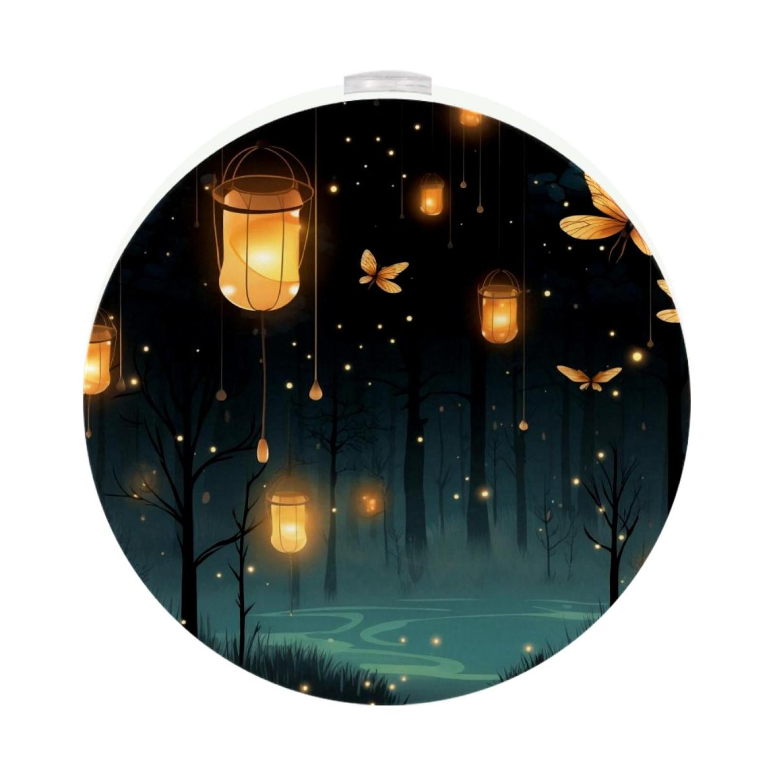 Firefly LED Round Night Light-2PCS, Dimmable Plug-in Wall Lamp with ...