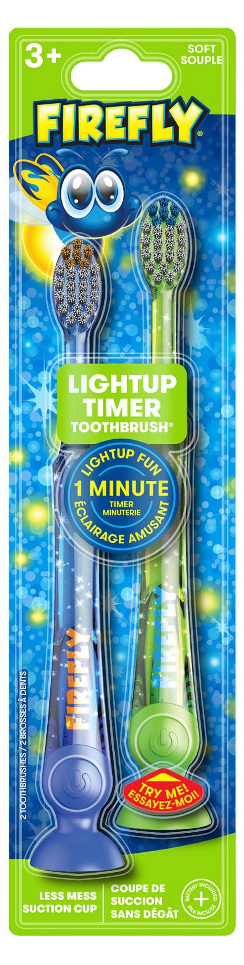 Firefly Light Up Timer Toothbrush, Premium Soft Bristles, Ages 3+, 2 Count (Colors May Vary) - image 1 of 11
