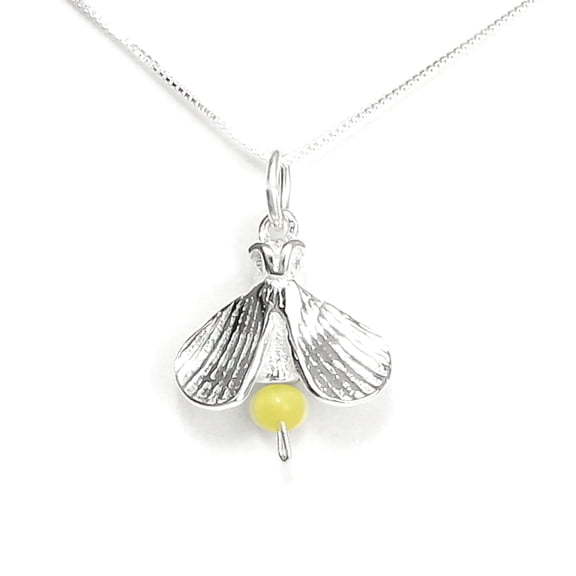 Firefly Lightning Bug Necklace Sterling Silver - Gift Boxed with Inspirational Story Card - Made in USA (20 Inch Chain Length)