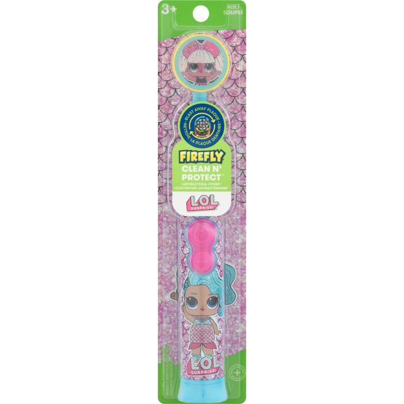Firefly Lol Surprise Clean N Protect Battery Toothbrush With Antibacterial Cover, 1 Ea