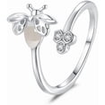 thumbnail image 1 of Firefly Moonstone Open Statement Rings for Women Minimalist Bee Wrap Finger Band Rhinestone Honeycomb Delicate Stacking Ring Bands Jewelry Adjustable, 1 of 7