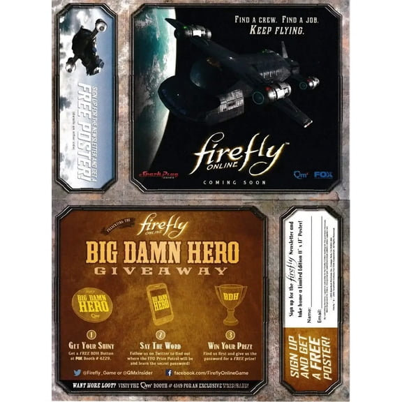 Firefly Online video game 2015 San Diego Comic-Con promo 4x6 card